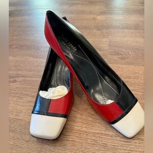 Kate Spade Red, Black, and White Toe Pump